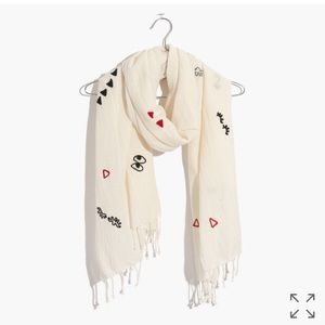 embroidered making faces scarf